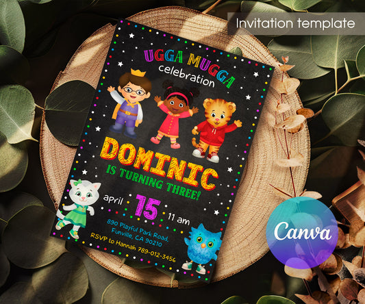Daniel Tiger's Neighborhood customizable invitation template | Share or Print | UV187