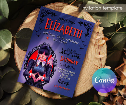 Wednesday Addams customizable invitation template | Share or Print | girl | TZ365