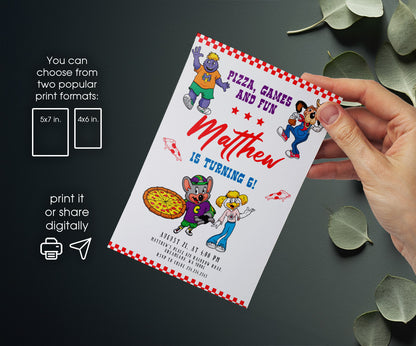 Chuck E. Cheese customizable invitation template | Share or Print | PJ685