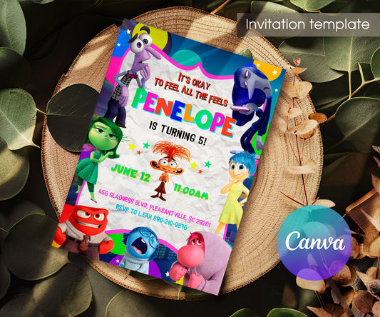Inside Out 2 customizable invitation template | Share or Print | UJ865