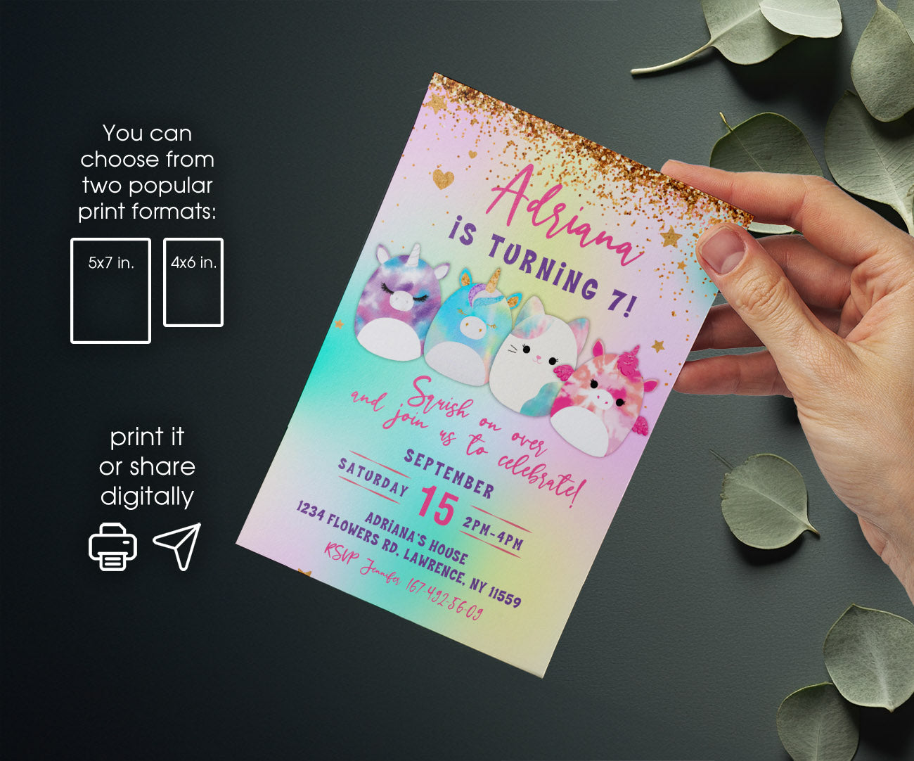 Squishmallows customizable invitation template | Share or Print | SI421