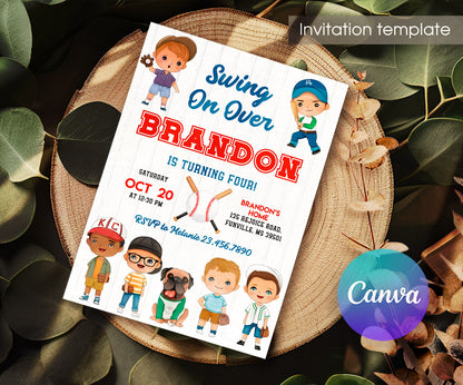 Baseball MLB Sport customizable invitation template | Share or Print | NQ492