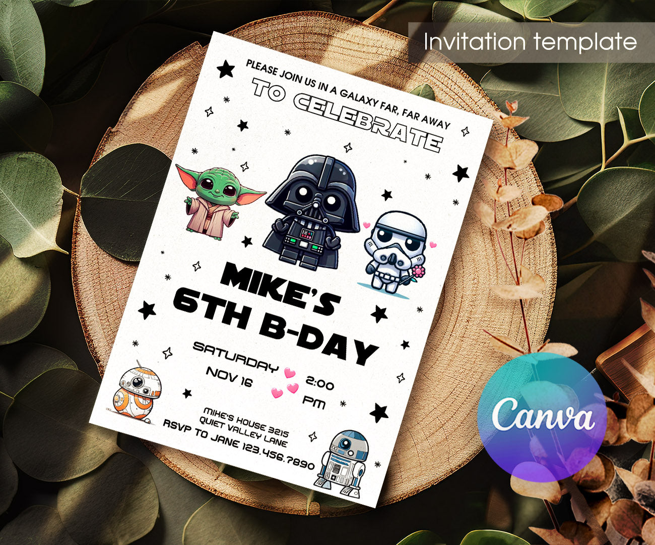 Star Wars Darth Vader customizable invitation template | Share or Print | boy | HU236