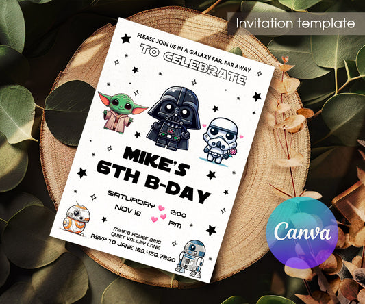 Star Wars Darth Vader customizable invitation template | Share or Print | boy | HU236