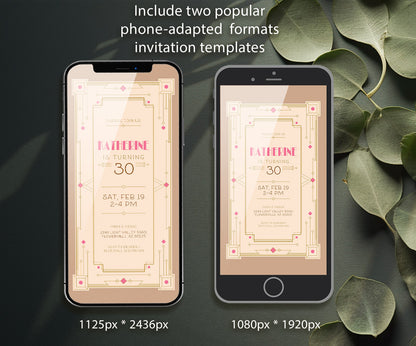 The Great Gatsby Art Deco customizable invitation template | Share or Print | VI842