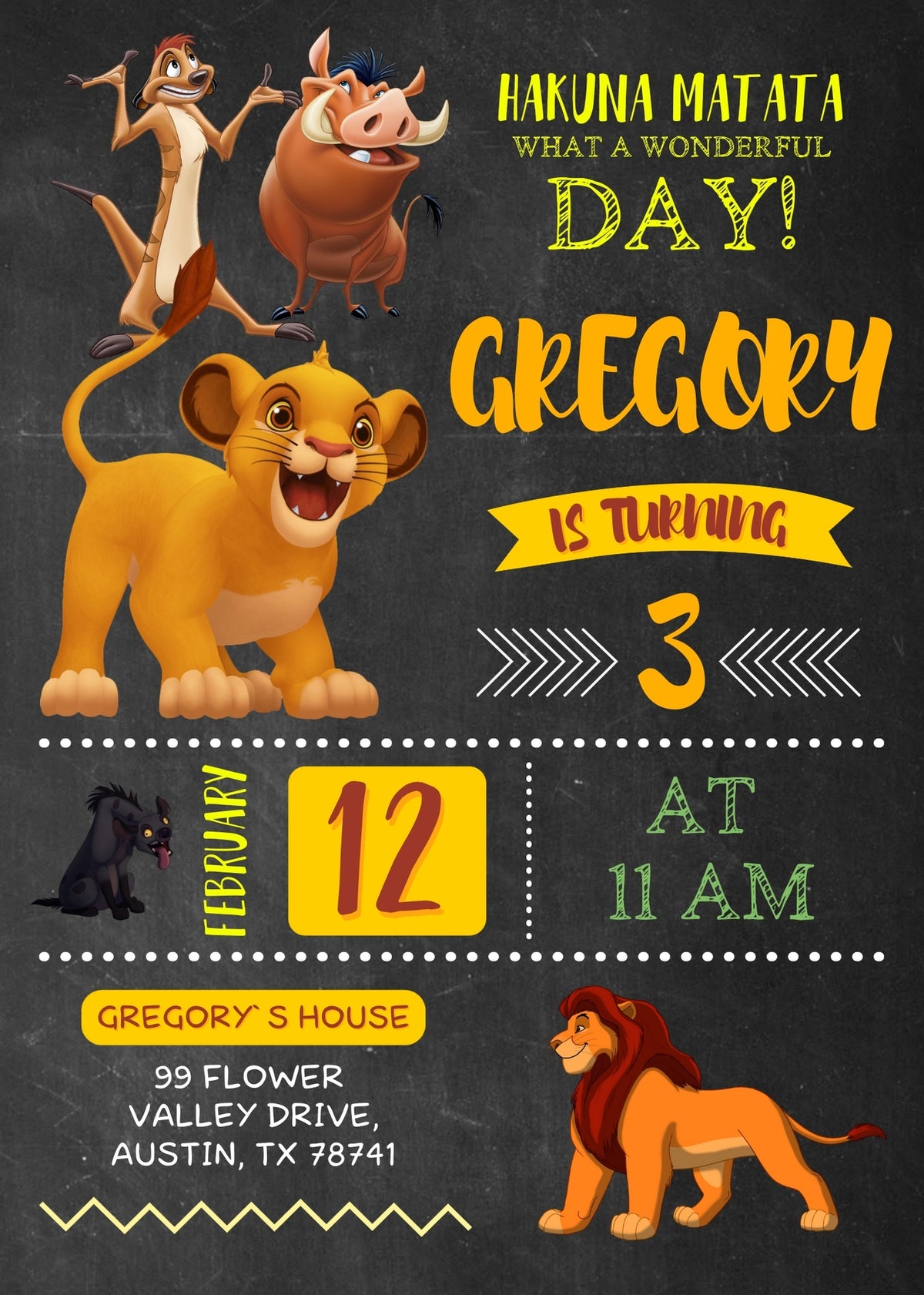 Lion King Simba customizable invitation template | Share or Print | MP650
