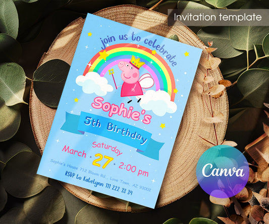 Peppa Pig customizable invitation template | Share or Print | girl | HG660