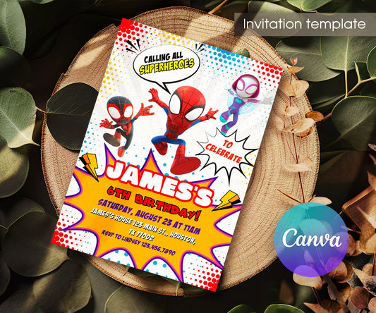 Spidey and His Amazing Friends customizable invitation template | Share or Print | boy | RS876