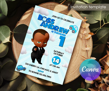 Baby Boss customizable invitation template | Share or Print | boy | AJ183