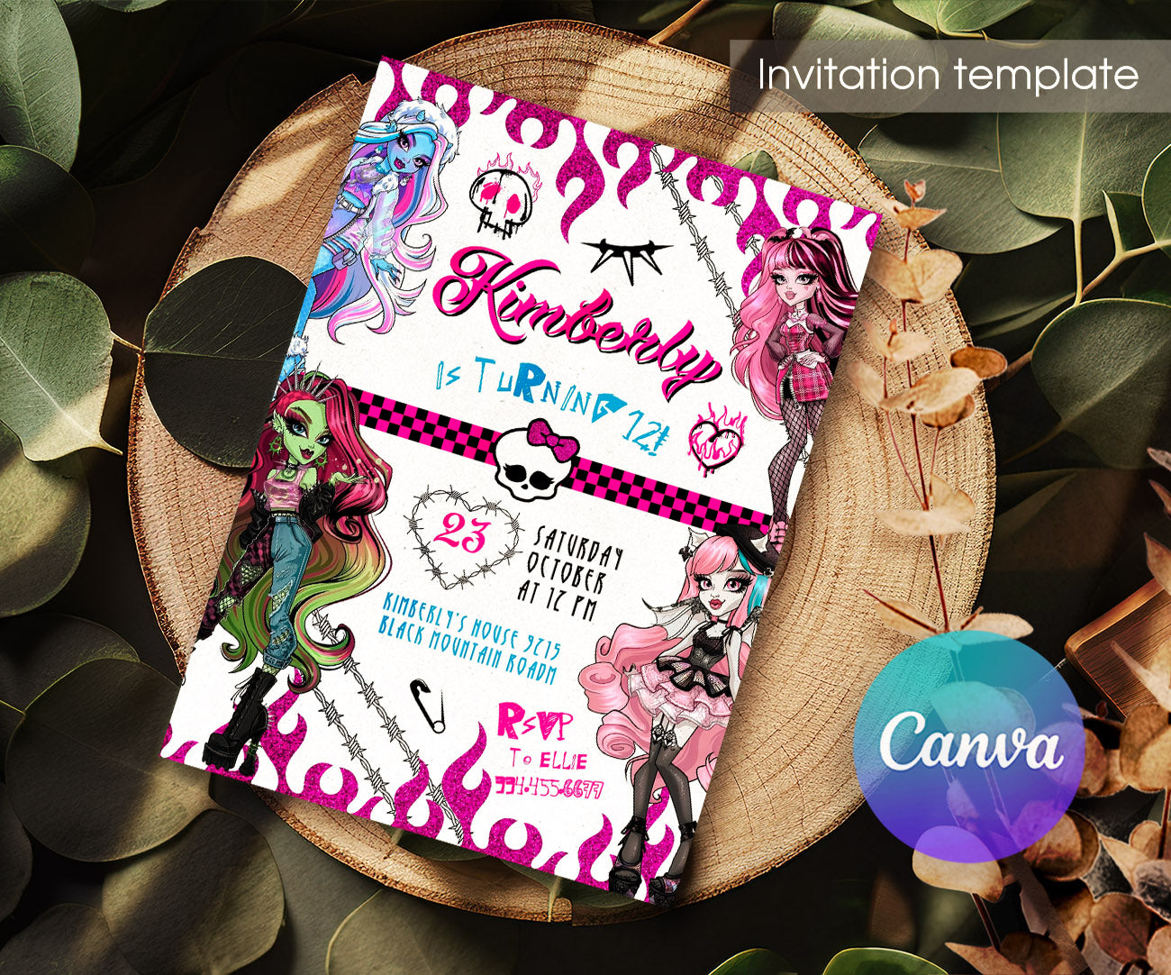 Monster High customizable invitation template | Share or Print | girl | SW718