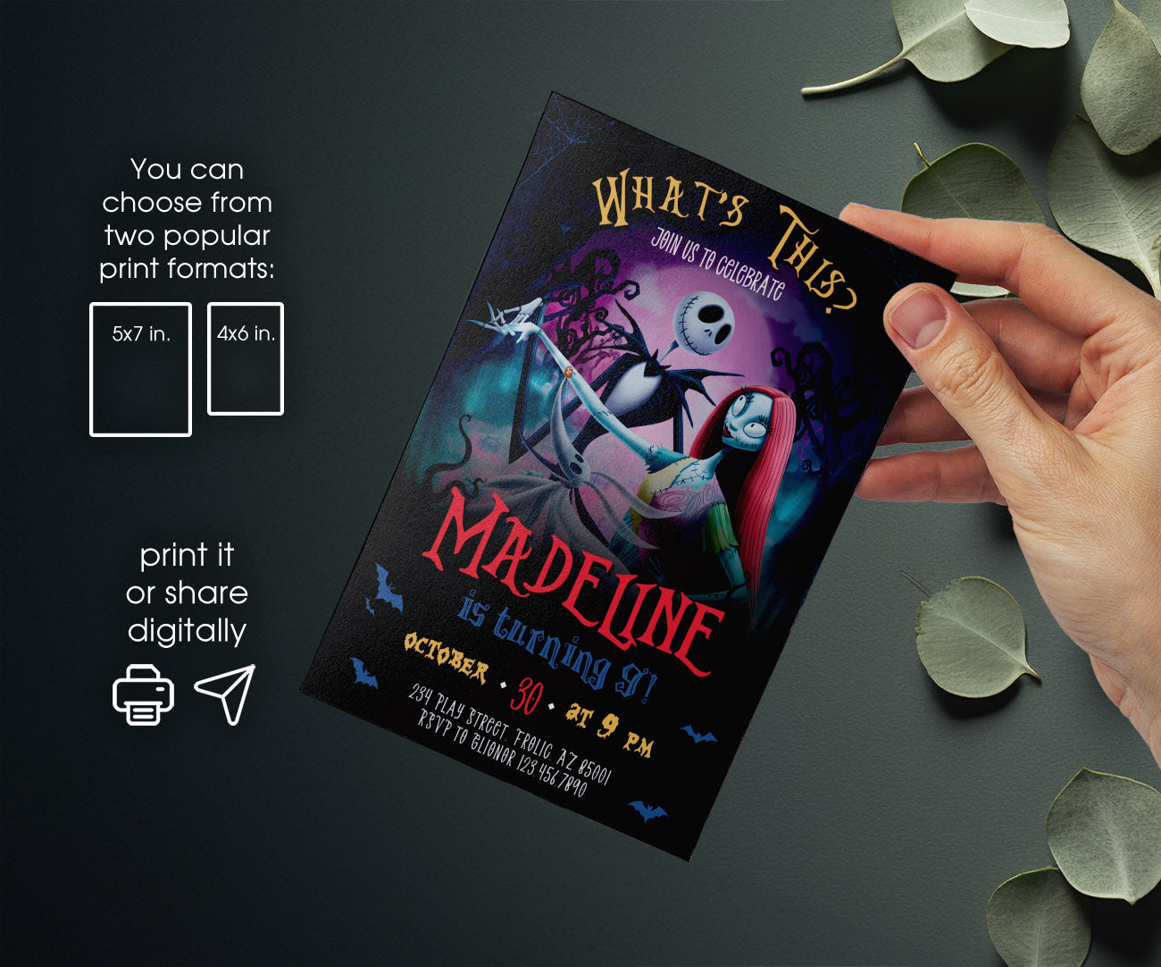 The Nightmare Before Christmas Halloween customizable invitation template | Share or Print | ZI191