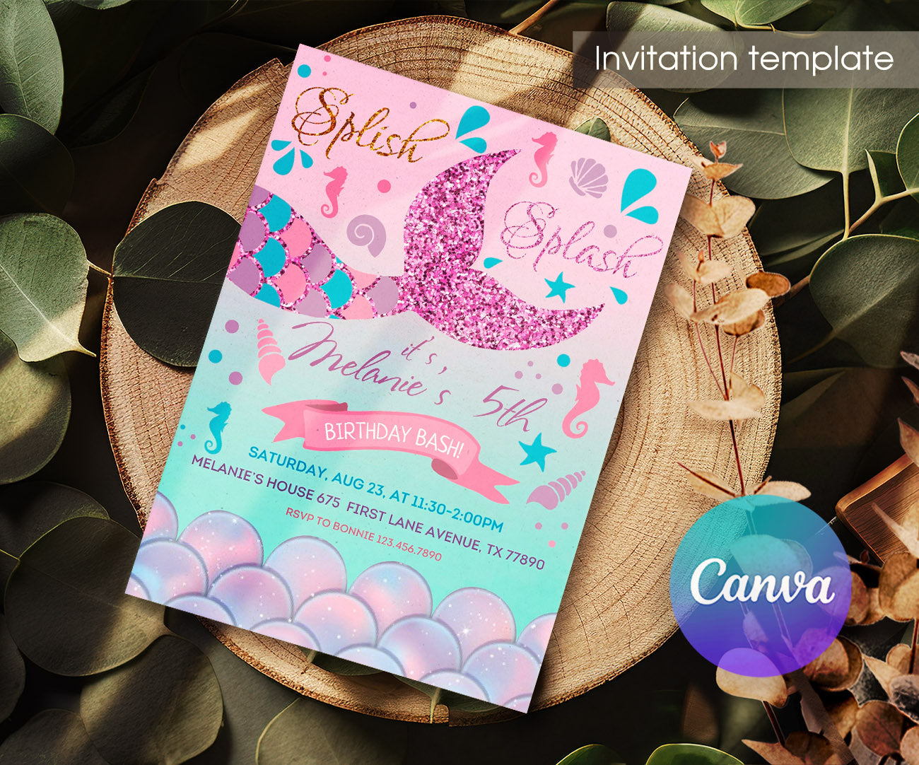 The Little Mermaid Ariel customizable invitation template | Share or Print | girl | JV222