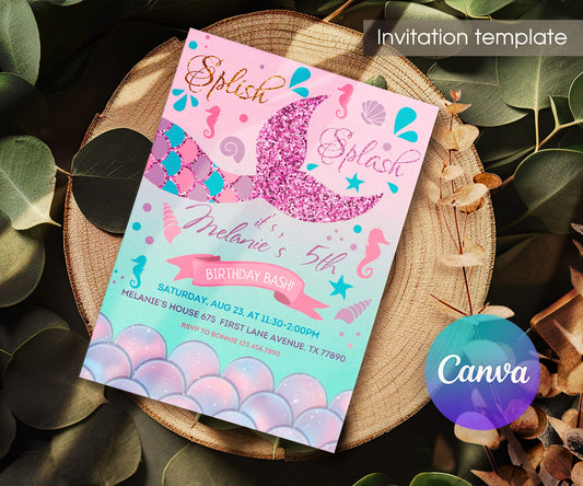 The Little Mermaid Ariel customizable invitation template | Share or Print | girl | JV222