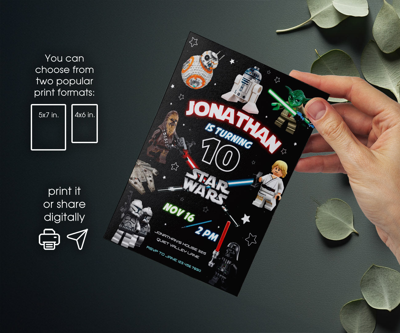 Star Wars Darth Vader Lego Minifigures customizable invitation template | Share or Print | FW734