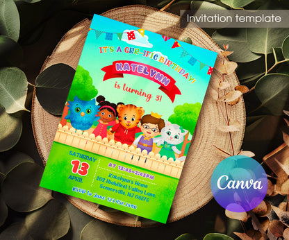 Daniel Tiger's Neighborhood customizable invitation template | Share or Print | RX355