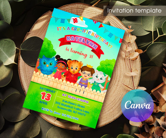 Daniel Tiger's Neighborhood customizable invitation template | Share or Print | RX355