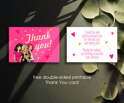 Barbie Pink customizable invitation template | Share or Print | girl | WT755