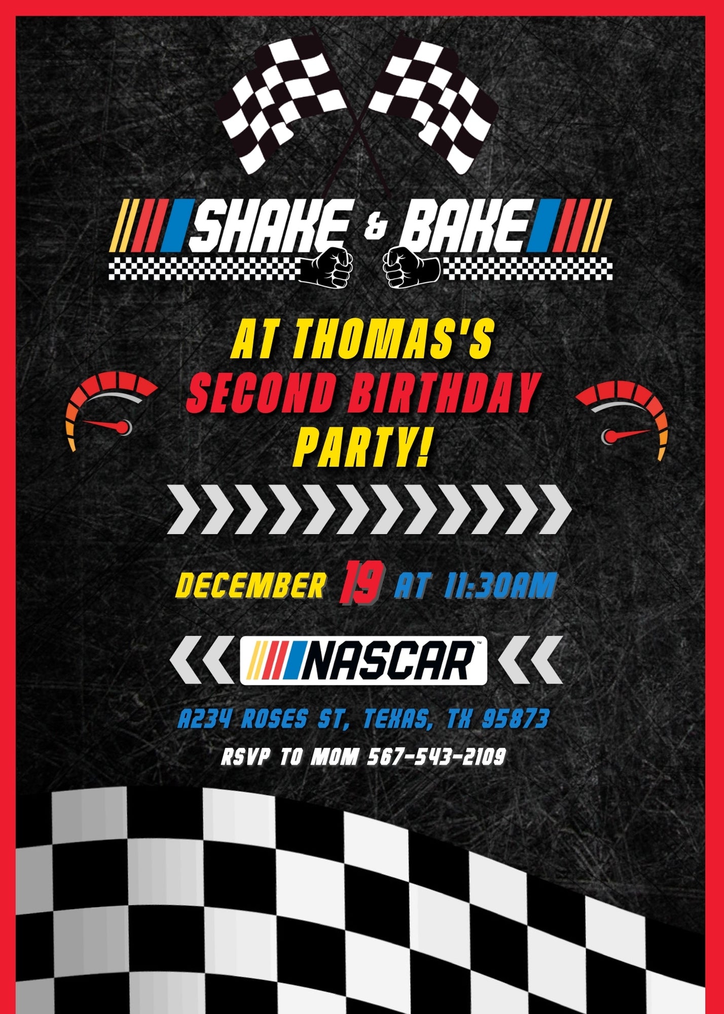 Nascar Ricky Bobby customizable invitation template | Share or Print | boy | TL318