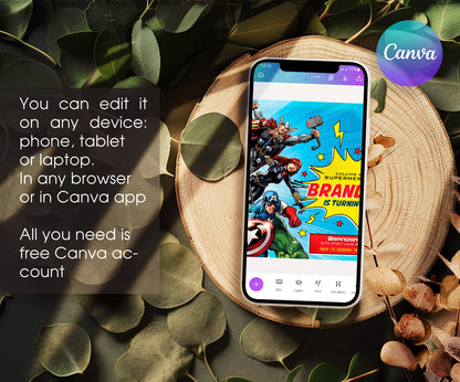 Avengers Marvel Superhero customizable invitation template | Share or Print | boy | QM326