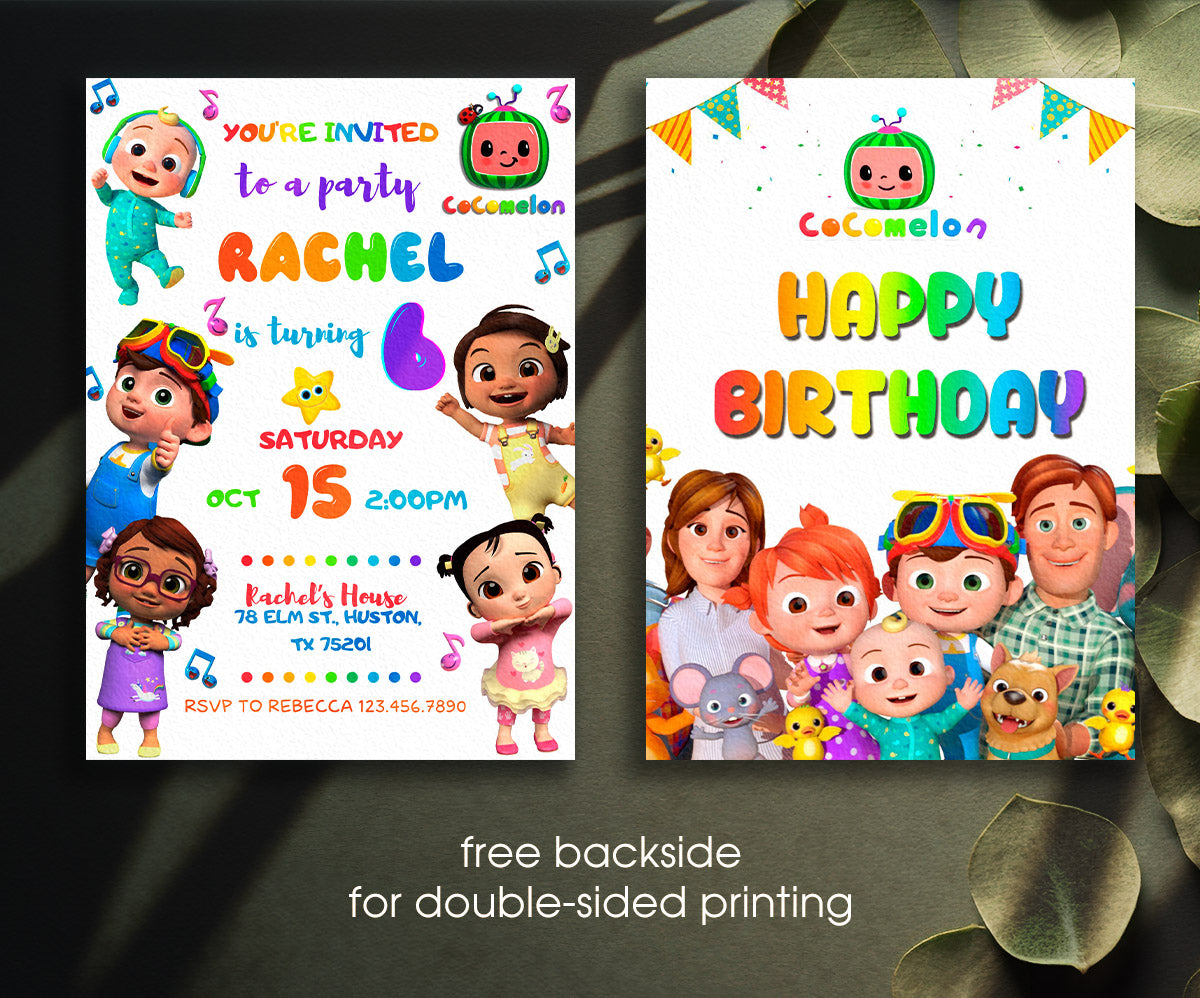Cocomelon customizable invitation template | Share or Print | OX308