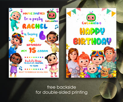 Cocomelon customizable invitation template | Share or Print | OX308