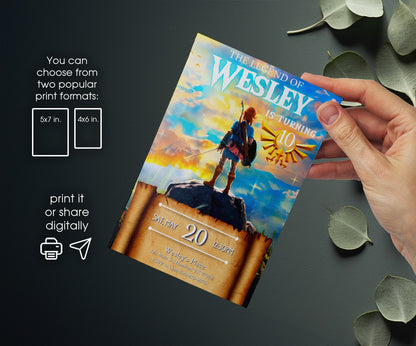 Legend of Zelda Gamer customizable invitation template | Share or Print | CL552
