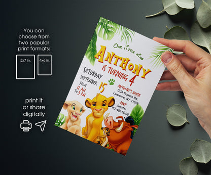 Lion King Simba customizable invitation template | Share or Print | KC884