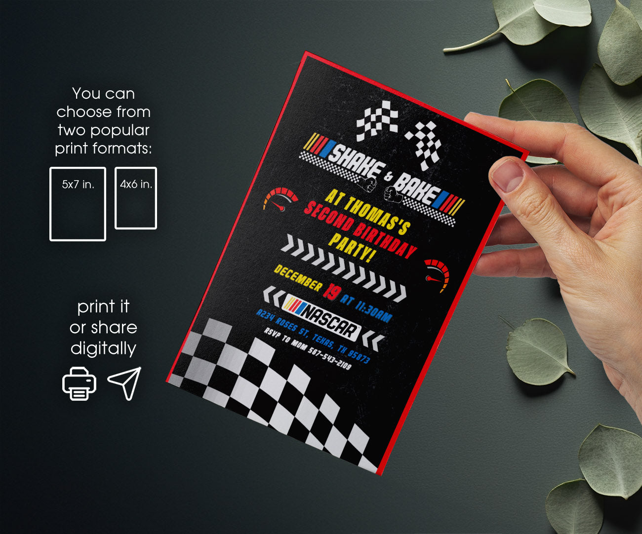 Nascar Ricky Bobby customizable invitation template | Share or Print | boy | TL318