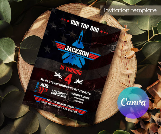 Top Gun Maverick Jet Fighter customizable invitation template | Share or Print | boy | ER822