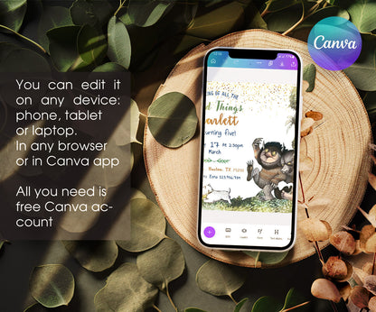 Where The Wild Things Are Maurice Sendak customizable invitation template | Share or Print | JV533