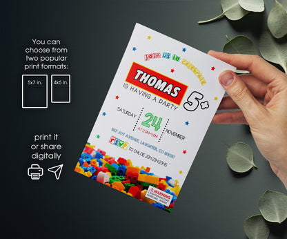 Lego customizable invitation template | Share or Print | OL742