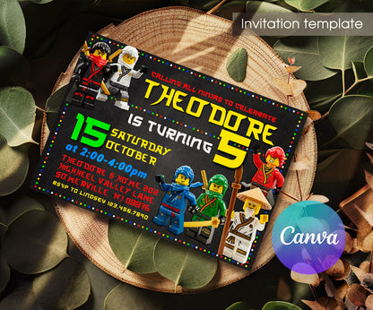 Ninjago Minifigures Lego customizable invitation template | Share or Print | EQ348