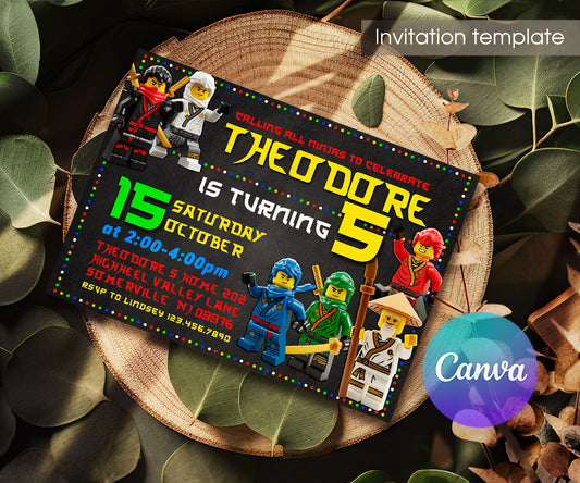 Ninjago Minifigures Lego customizable invitation template | Share or Print | EQ348