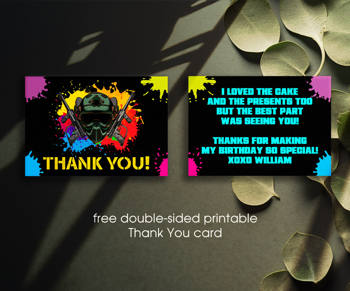 Paintball Airsoft battle customizable invitation template | Share or Print | boy | TH048