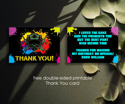 Paintball Airsoft battle customizable invitation template | Share or Print | boy | TH048