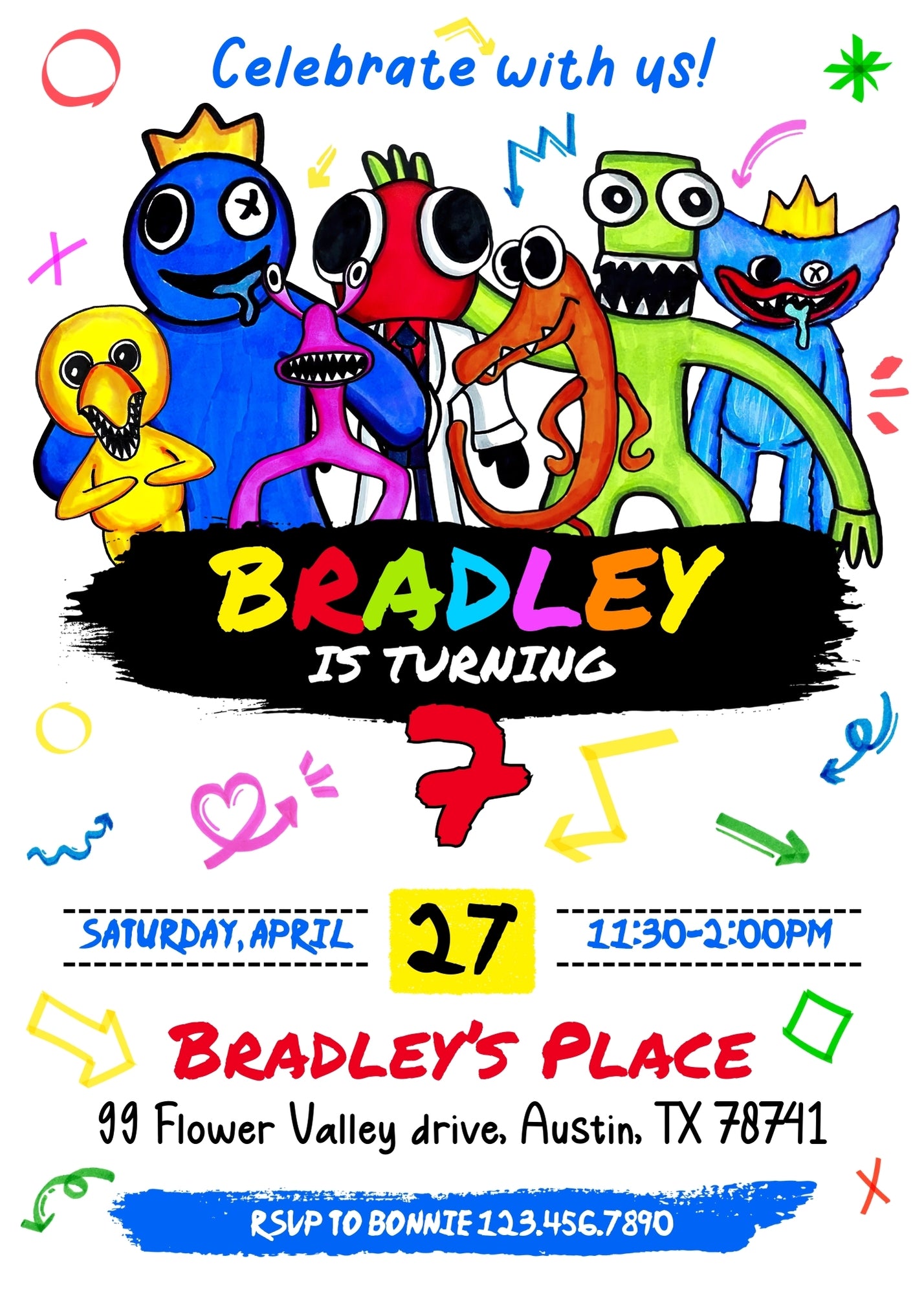 Rainbow Friends customizable invitation template | Share or Print | CO544