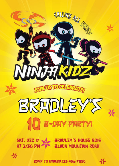 Ninja Kidz TV customizable invitation template | Share or Print | NH741