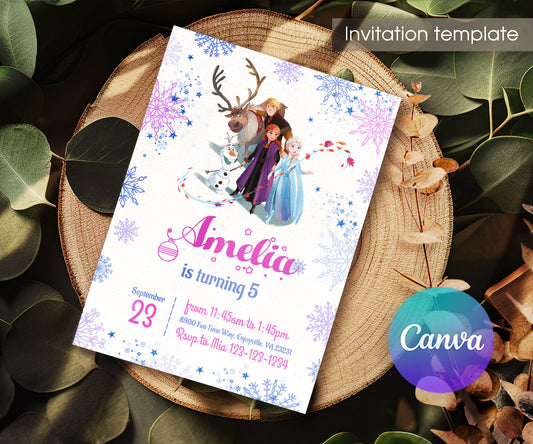 Frozen Elsa customizable invitation template | Share or Print | girl | YY499