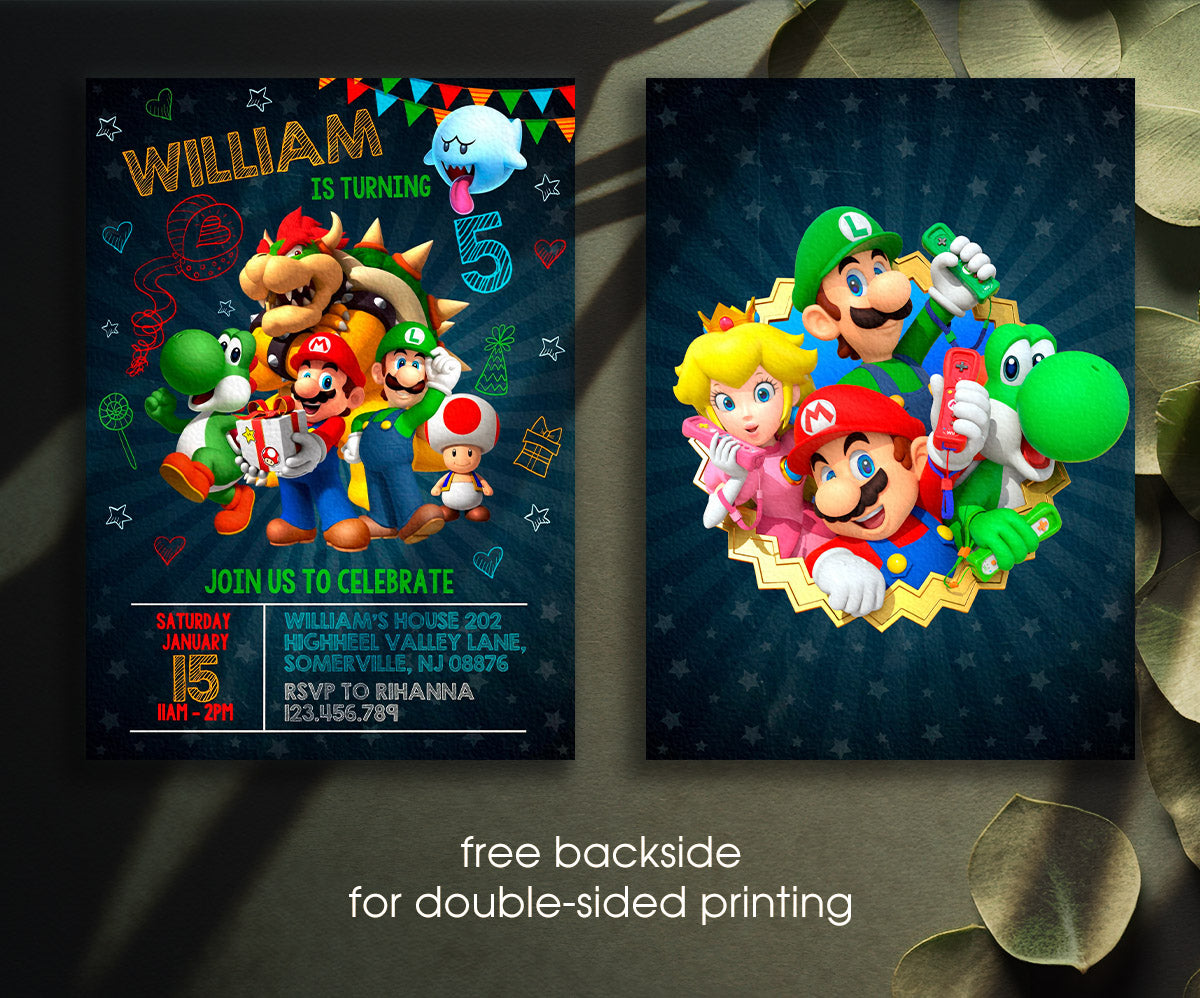 Super Mario Bros customizable invitation template | Share or Print | KM721