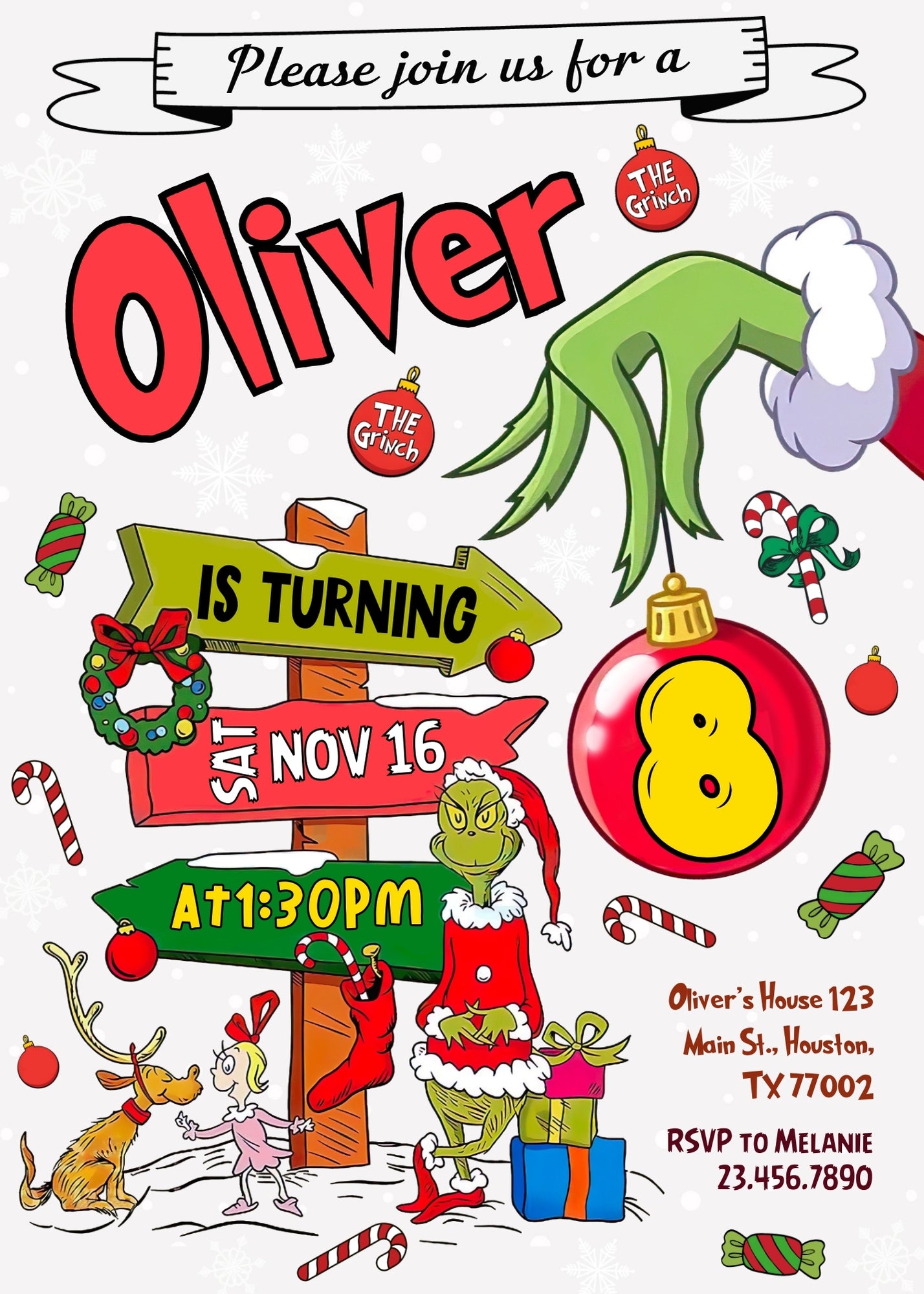 The Grinch  Merry Grinchmas customizable invitation template | Share or Print | PY106