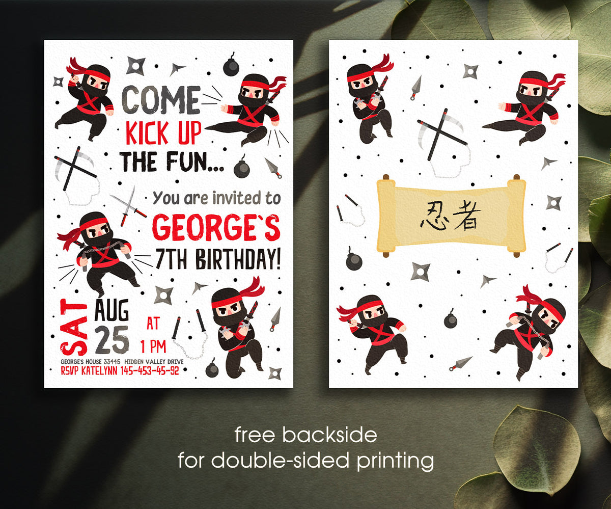 Ninja Kidz TV customizable invitation template | Share or Print | JH258