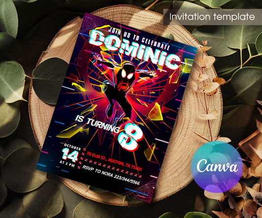 Spider Man Across the Spider-Verse customizable invitation template | Share or Print | boy | IJ007