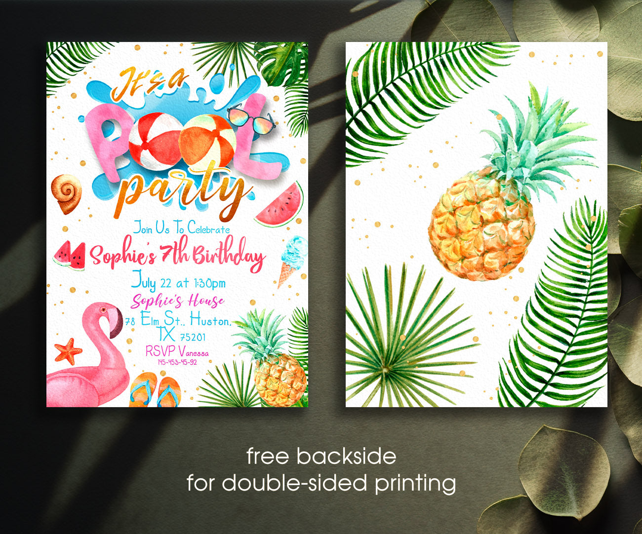 Pool Party customizable invitation template | Share or Print | ZB001