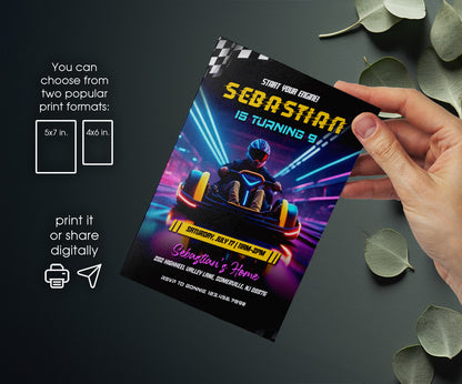Go Kart Karting Racing customizable invitation template | Share or Print | boy | BH712