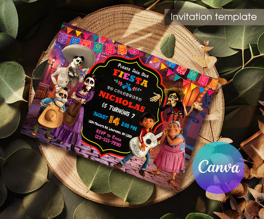 Coco Día Muertos Halloween customizable invitation template | Share or Print | QN300