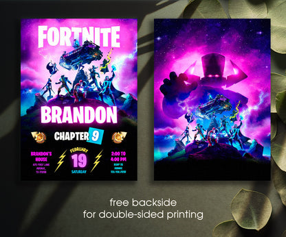 Fortnite Gamer customizable invitation template | Share or Print | boy | MP828
