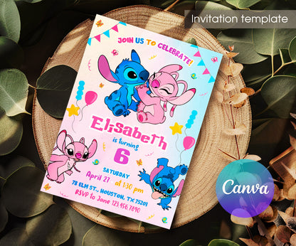 Lilo & Stitch Angel customizable invitation template | Share or Print | girl | OX866