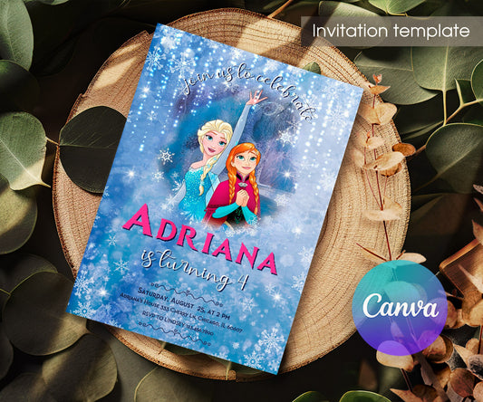 Frozen Elsa customizable invitation template | Share or Print | girl | AS064