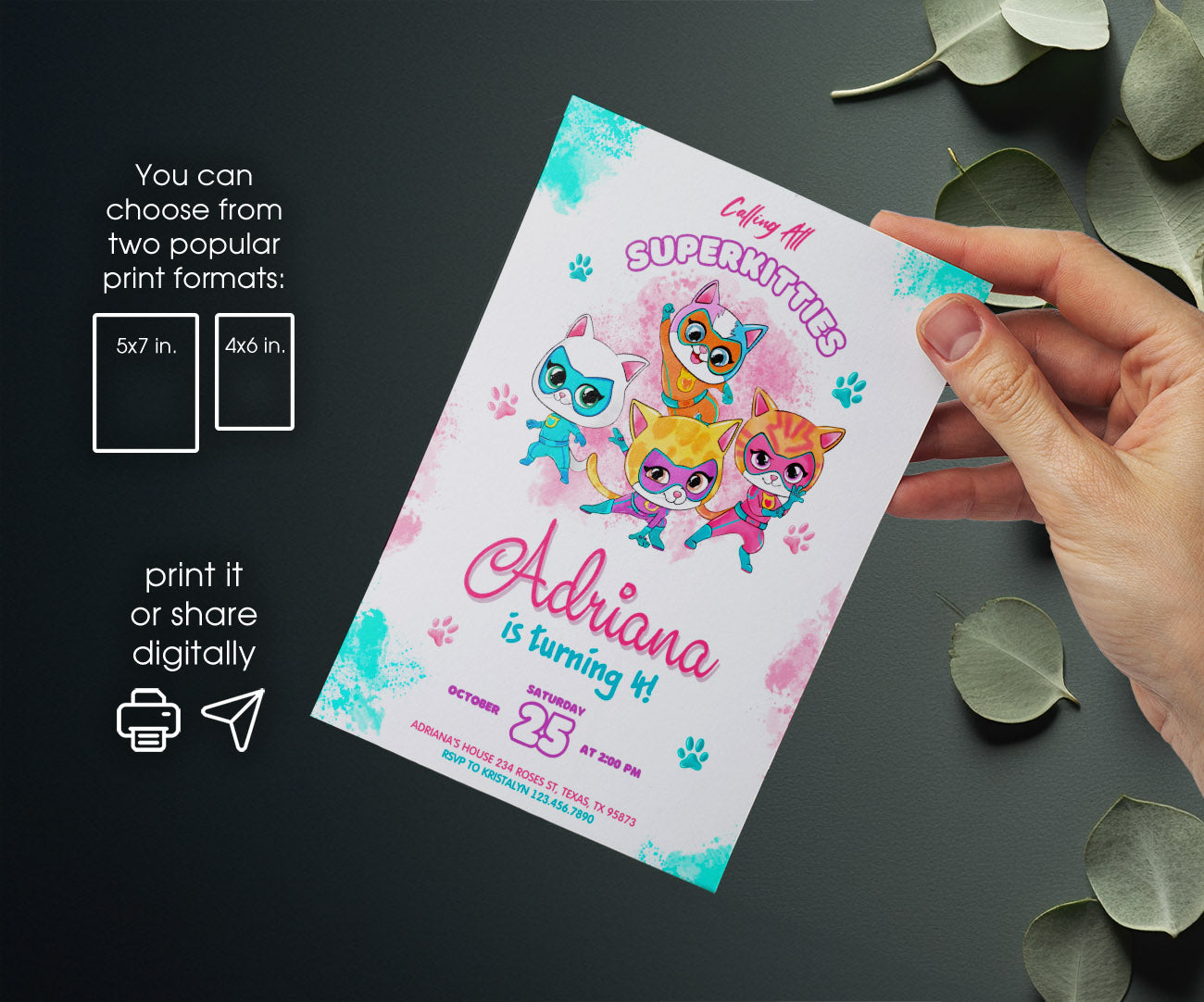 SuperKitties customizable invitation template | Share or Print | WV635