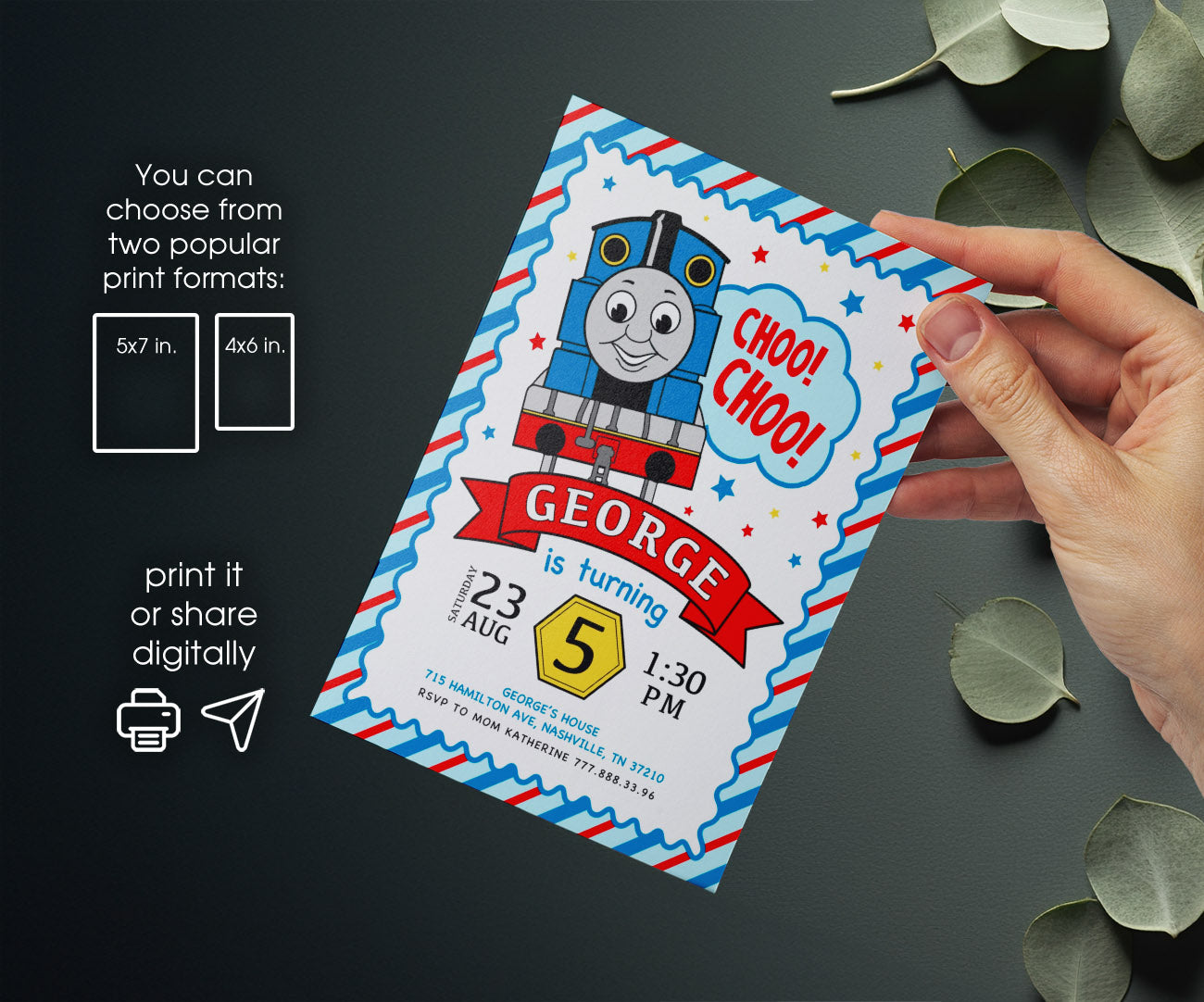 Thomas Train & Friends customizable invitation template | Share or Print | JX132